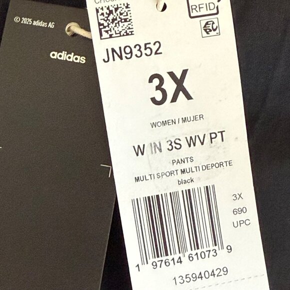 Adidas Women's Sport 3 Stripes Trim Black Woven Track Pants 3X Elastic Waist NWT - Picture 5 of 12